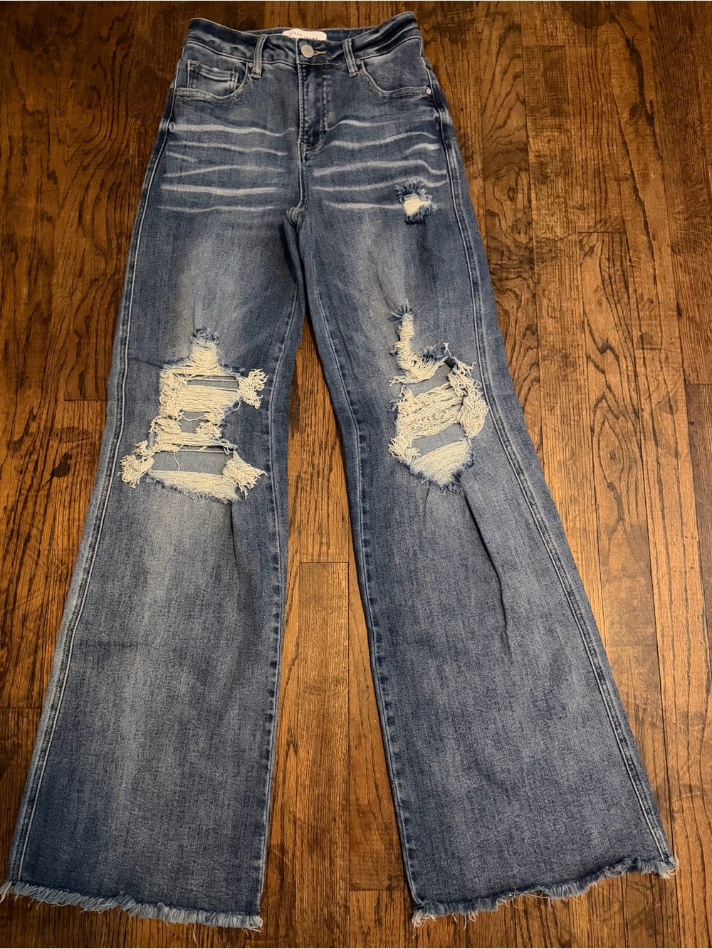 Risen High Rise Distressed Wide Leg Dad Jeans 3/26 NWT